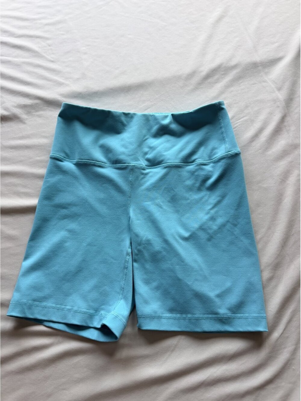 90 Degree by Reflex High Rise Biker Shorts Pocket Teal Size L